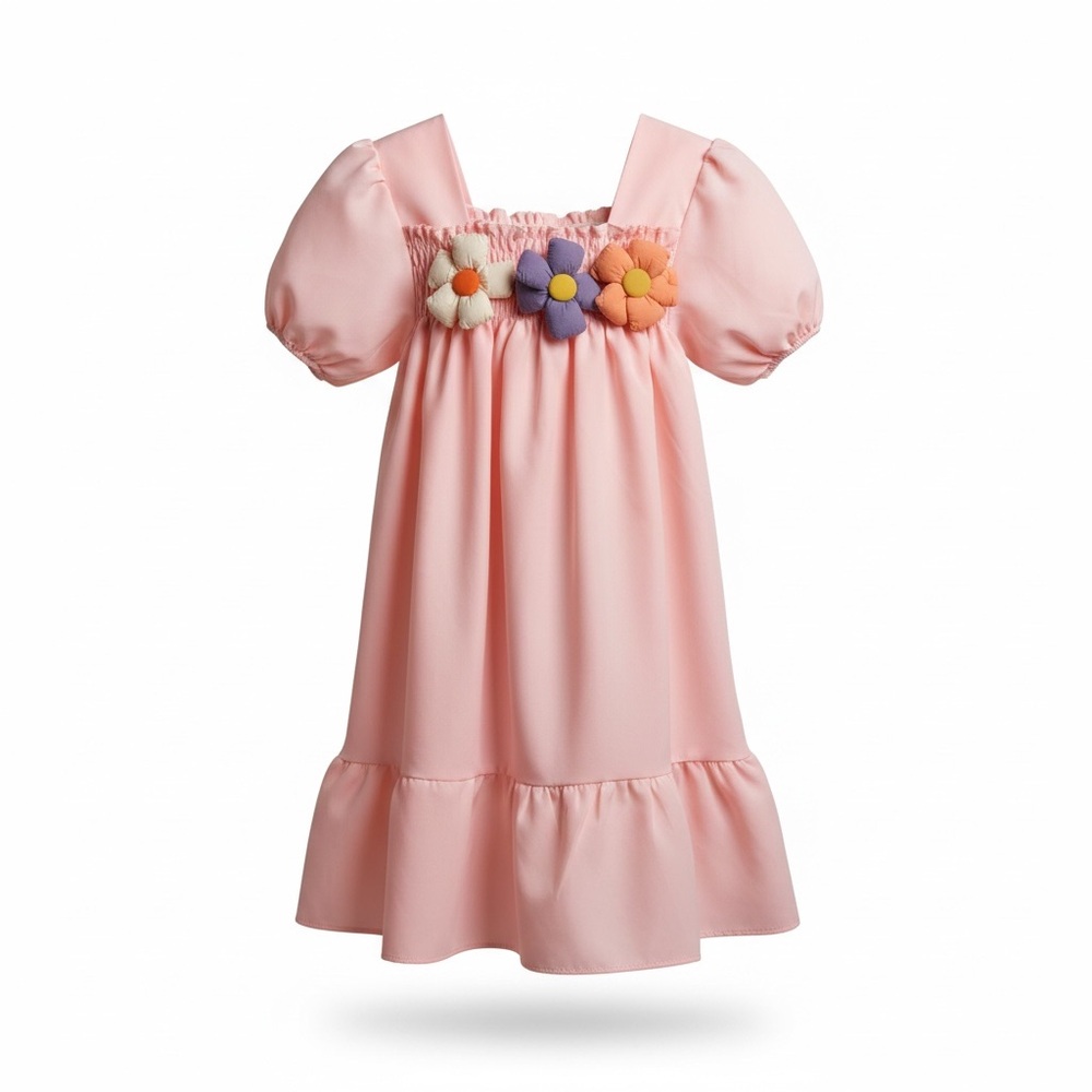 Pink Dress with Floral Accents
